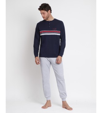 Admas Slow Living langrmet pyjamas navy