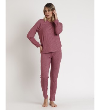 Admas Pyjamas Langrmet Blde striber pink