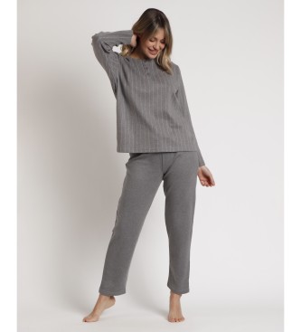 Admas Pyjamas Long Sleeve Top Soft Pink grey