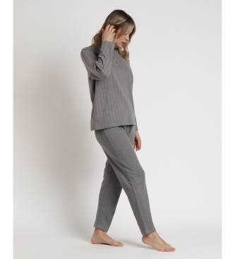 Admas Pyjamas Long Sleeve Top Soft Pink grey