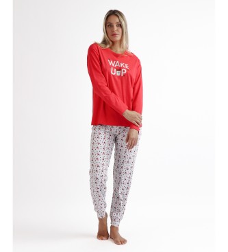 Admas Wake Up Pyjama met lange mouwen rood