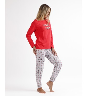 Admas Wake Up Long Sleeve Pyjamas red