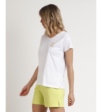 Admas Confezione pigiami Mix & Match 1 maglietta e 2 pantaloni bianchi