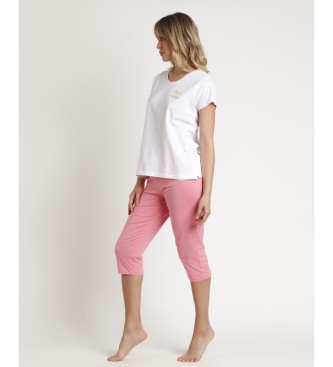 Admas Paket pižam Mix & Match 1 majica in 2 hlače bele barve