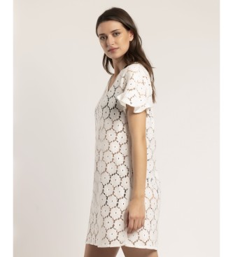 Admas Short sleeve lace dress Beach Flowers white