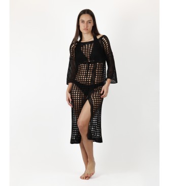 Admas Long Crochet Beach Dress black