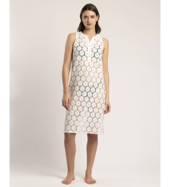 Admas Koronkowa sukienka bez rękawów w kwiaty plażowe biała