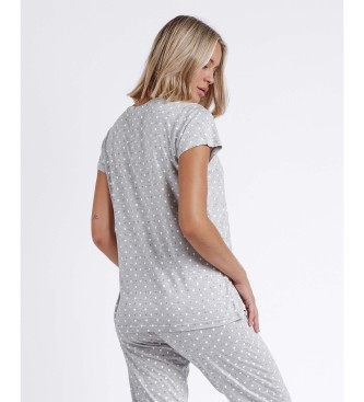 Admas Pyjama Classic Love manches courtes gris