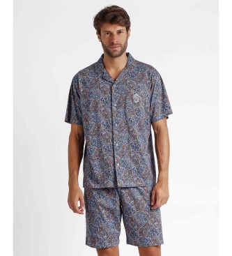 Admas ADMAS CLASSIC Short Sleeve Open Pyjamas New Cashmere azul