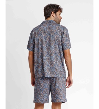 Admas ADMAS CLASSIC Pyjama ouvert  manches courtes New Cashmere bleu