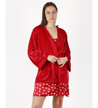 Admas Vestido de noite de manga comprida vermelho