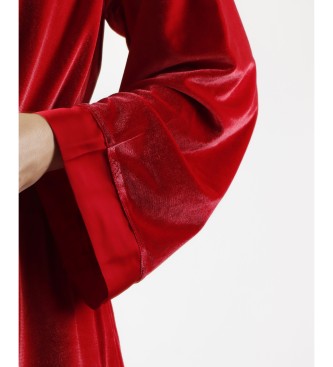 Admas Nočna obleka z dolgimi rokavi rdeča
