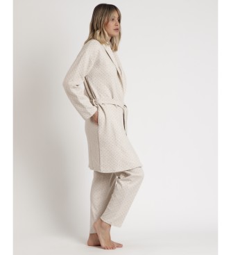 Admas Organic Dots long sleeve beige dressing gown