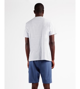 Admas Open Pyjama Short Sleeve Dots Rhombus white, blue