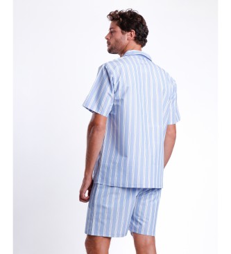 Admas Short Sleeve Open Pyjamas Stripest navy