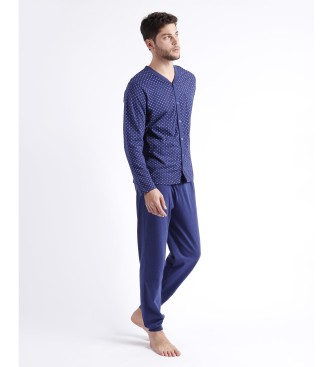Admas Pyjama ouvert Manches longues Ouvert  l'pi bleu