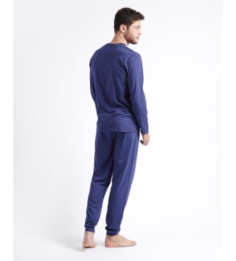 Admas Offener Pyjama Langarm Offener Spike blau