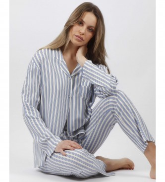 Admas Fashion Stripes open pajamas blue