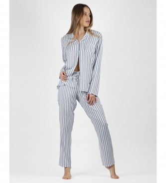 Admas Fashion Stripes open pajamas blue