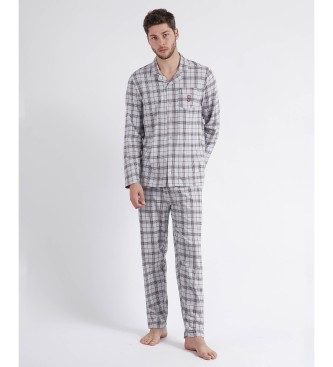 Admas Garnet Style Siva odprta pižama z dolgimi rokavi