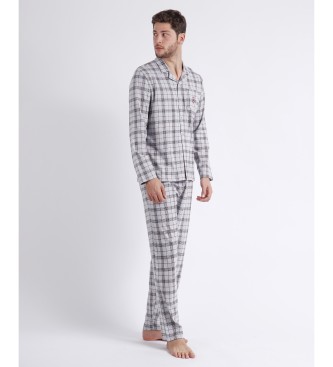 Admas Garnet Style Siva odprta pižama z dolgimi rokavi