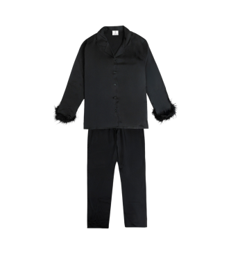 Admas Pijama Abierto Manga Larga Plumas Marabu Christmas Luxe negro