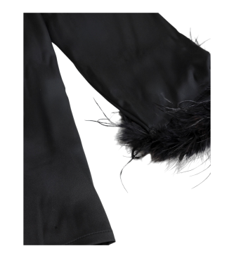 Admas Pijama Abierto Manga Larga Plumas Marabu Christmas Luxe negro