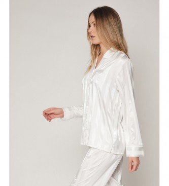 Admas Satin Stripes Langarm-Pyjama fr Frauen mit offenen rmeln