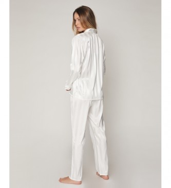 Admas Satin Stripes Langarm-Pyjama fr Frauen mit offenen rmeln