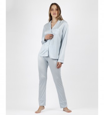 Admas Open pajamas Soft Secret blue
