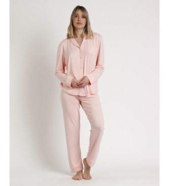 Admas Pyjama manches ouvertes corail doux pour le sommeil