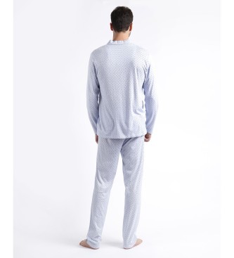 Admas Strepen & Stippen open pyjama lange mouw blauw