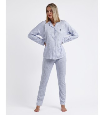 Admas Pyjama ouvert  manches longues Stripes & Dots bleu