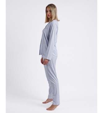 Admas Stripes & Dots langrmet ben pyjamas bl