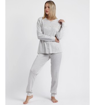 Admas Open Pyjama Long Sleeve Winter Classic grey