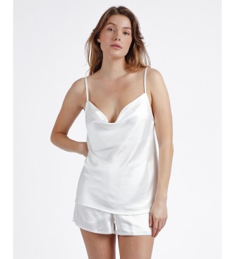Admas Satin Luxe-pyjamas med vita axelband