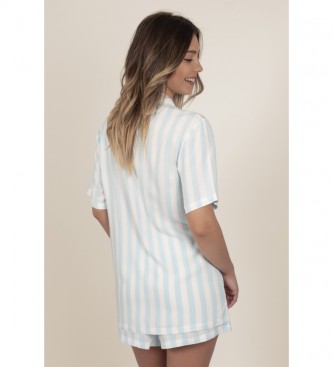 Admas Classic Stripes blue open short sleeve pajamas