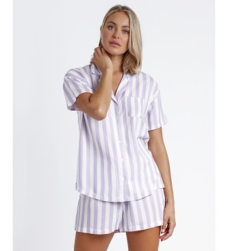 Admas Open pyjama Classic Stripes lila