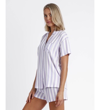 Admas Pyjama ouvert Rayures classiques lilas