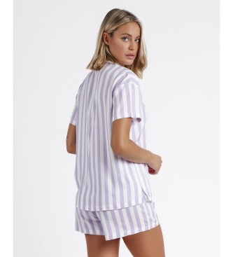 Admas Offener Pyjama Classic Stripes flieder