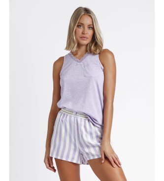 Admas Pyjama Classic Stripes flieder