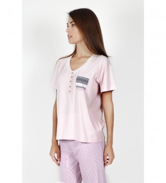 Admas Pyjamas Short Sleeve Small Dots pink