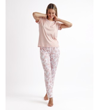 Admas Pyjama korte mouw Lentebloemen roze