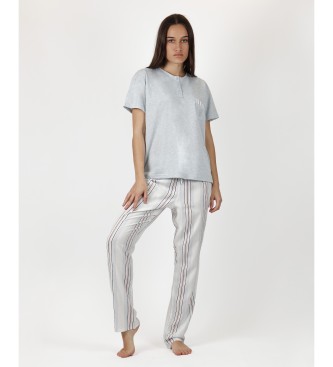 Admas Pyjama's met korte mouwen en zomerstrepen voor dames