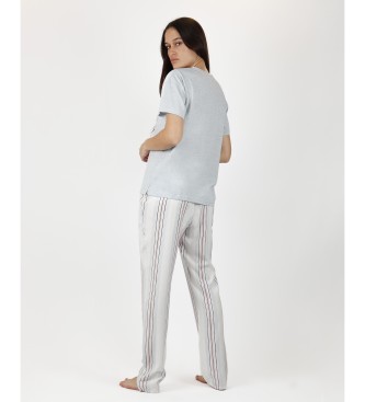 Admas Pyjamas med korte rmer med sommerstriber til kvinder