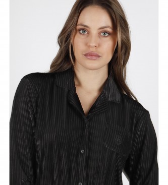Admas Otwarta piżama Classic Elegant Stripes czarna