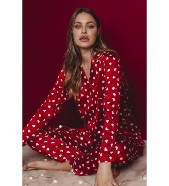 ADMAS CLASSIC Pyjama ouvert  manches longues Love red