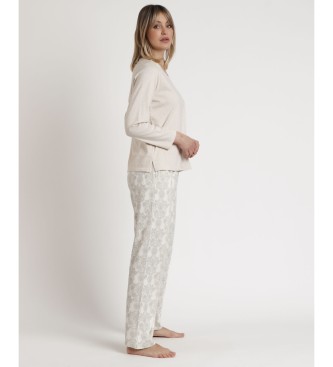 Admas Pyjamas langrmet Aqua beige