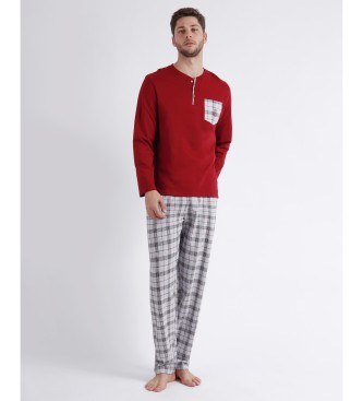 Admas Garnet Style Langarm-Pyjama kastanienbraun