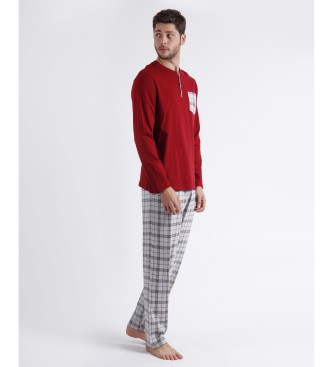 Admas Garnet Style Langarm-Pyjama kastanienbraun